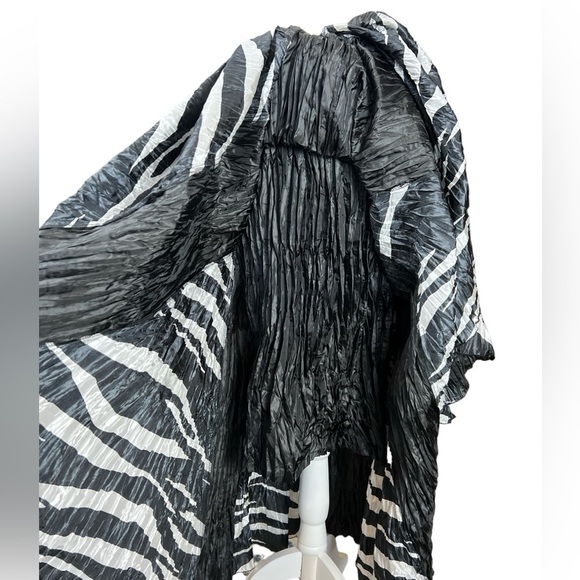 Pleats Collection Zebra Crinkle Maxi Skirt Set Large Y2K Jungle Artsy Bold - Picture 9 of 12